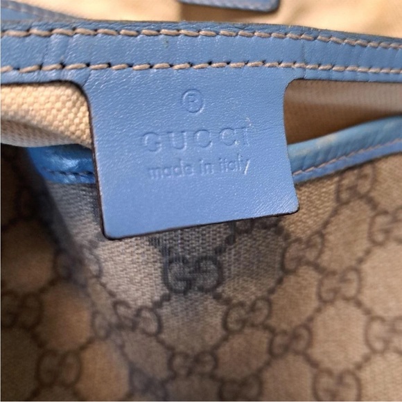 Gucci Tan and Blue Signature Tote Bag - Picture 4 of 16